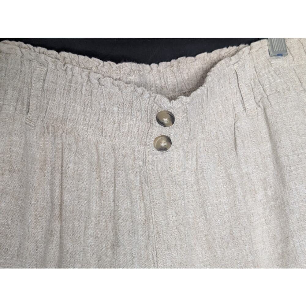 BRIGGS Womens Large Linen blend pull On Tan Pants Minimalist hippie natural - Picture 6 of 8